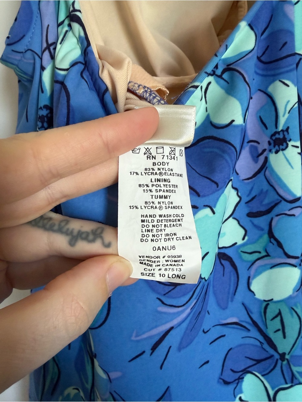 Vintage L.L. Bean Blue Floral Swim Dress - Picture 8 of 11